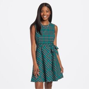 Draper James Sleeveless Love Circle Green Plaid Dress